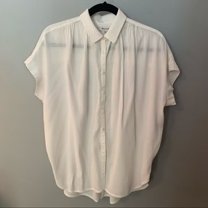 Madewell Lightweight White Short Sleeved Button Down Blouse - Size XXS